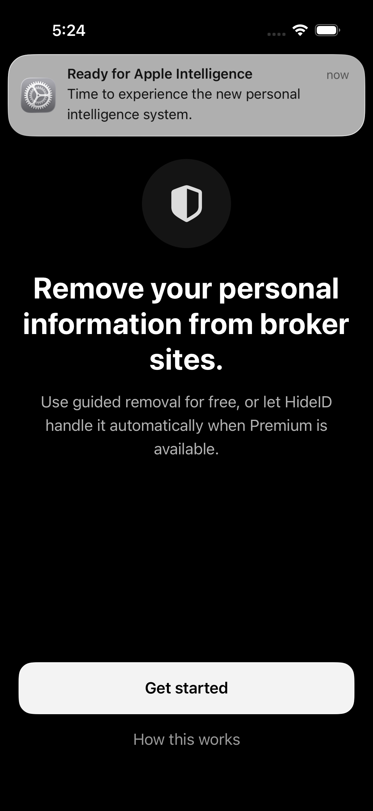 HideID onboarding